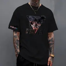 Camiseta Masculina TROPICAL Verão Street Wear 100% Algodão Manfinity 30.1 Penteado Moda Plus Size
