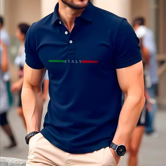 Camisa Polo ITALY Manfinity Manga Curta Camiseta Piquet
