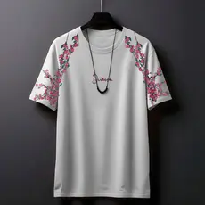 Camiseta Masculina BRISA DE PRIMAVERA Camiseta Flores Street Wear 100% Algodão