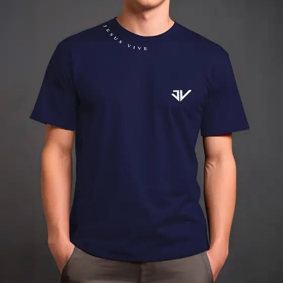 Camiseta Masculina JESUS Gola Blessed Camisa Cristã 100% Algodão