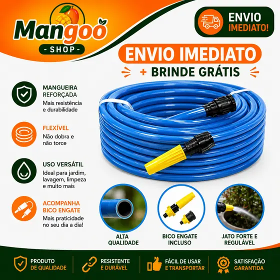 Mangueira Jardim Reforçada Lisa Flexivel 50 30 25 20 15 10 7 Metros