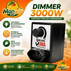 Dimmer 3000w Controlador Bivolt Universal Com Tomada Para Lixadeira Esmirilhadeira