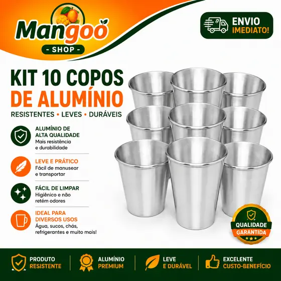 Kit 25 Copo Alumínio 250ml Leite Café Cerveja Chop Bar Festa