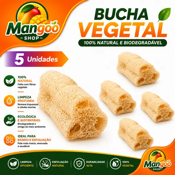 5 Esponja Bucha Vegetal Natural Banho Esfoliação