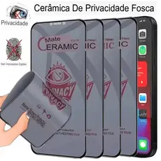 Película Cerâmica Anti-Espião iPhone 11 12 13 14 15 16 Pró e Max