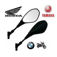 Retrovisor Moto Bmw Gs F800 Articulado Giro 360 Rosca Honda e Yamaha Haste Longa Normal Par Novo