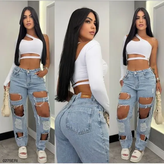 Calça Jeans MOM Pimenta Original Destroit 0275
