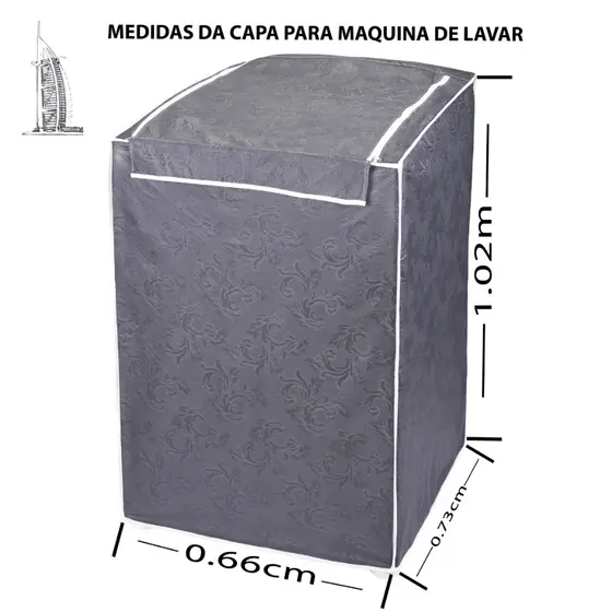 Capa Para Máquina Impermeável de 12 a 16 KG Luxo Padrão Desenhado Não Risca Várias Cores