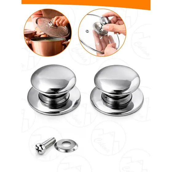 Kit 2 Puxador Tampa de Panela Pomel Universal Botão Pegador Tampa Panela Parafuso Resistente Calor