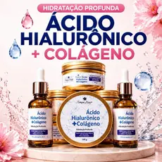 Kit Hidratação Profunda Ácido Hialurônico Com Colágeno Anti-idade Sérum + Creme