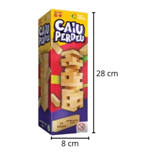 Jogo Torre Caiu Perdeu Madeira 54 Peças Pais e Filhos Brinquedo Equilíbrio Educativo Infantil