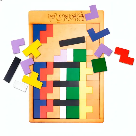 Quebra-Cabeça Tetris MDF Infantil Colorido Educativo Lúdico para Coordenação Motora e Raciocínio Lógico