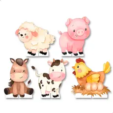 Display MDF Fazendinha 20cm Decoração Festa Infantil Animais Cavalo Vaca Ovelha Porco Galinha