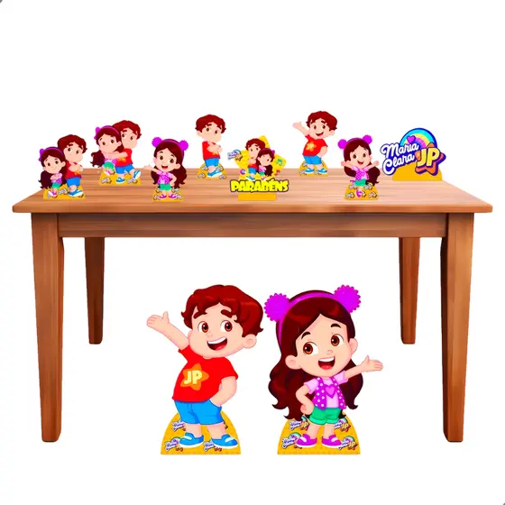 Kit Display MDF Maria Clara e JP 6 Mesa 2 Chão Festa Infantil Decoração Personagens Aniversário