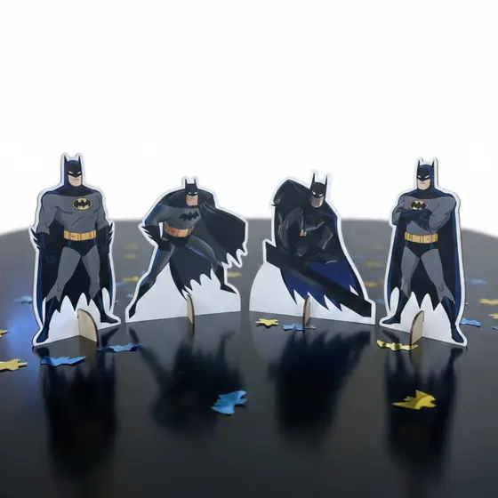 4 Totens Decorativos Batman 19cm Para Mesa De Festa Aniversario Infantil Display MDF Enfeite Bolo Painel Cenário Super