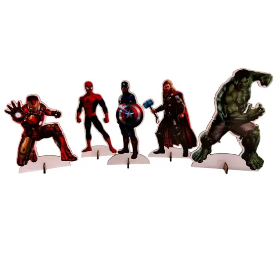 Display De Mesa Super Herois Realistas Kit 5 Unidades Decoracao Festa Infantil Tematica Totem Personagens Resistente