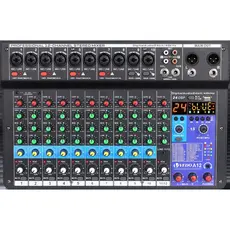 VEDO A12 Mesa De Som 12 Canais Mixer De áudio Bluetooth USB Phantom 48+v Com Atraso E Efeitos De Som Elétrico Tela LCD