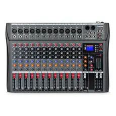 VEDO Misturador Mini Mixer De Áudio Portátil  12/8/7 Canais Mixer de placa de som com Bluetooth USB Música Podcast