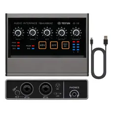 TEYUN Interface De Áudio Q-16 Placa De Som Com +48V Phantom Power DSP 16 bits/48 kHz Muti Canals USB 2.0 Para Estúdio