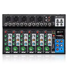 VEDO Mesa de som 7/4 Canais AF7/AF4 Mixer Com Placa de som integrada Bluetooth/48V Phantom Power/PAN/AUX/MP3 USB Player