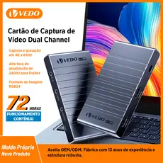 VEDO Placa De Captura De Vídeo Canal Duplo 4K 60Hz Para Transmissão Ao Vivo Streaming e Podcasting Para PS5 Xbox Celular