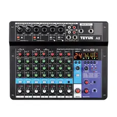 TEYUN A8 Mesa De Som 8 Canais Mixers Som Mixagem Console Gravação Multipista 24DSP alimentação fantasma de 48V Bivolt