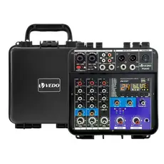 VEDO PGA42 Mesa De Som Amplificada Profissional 4 Canais 2x150W RMS com 24DSP/Bluetooth/EQ Phantom Power +48V Bivolt