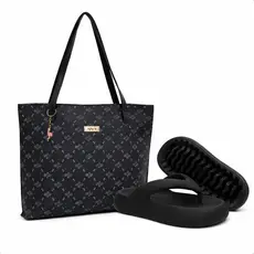 Kit Bolsa De Praia + Chinelo de Dedo Feminino Nuvem Cluff Slide Cloud