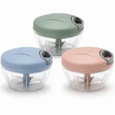 Processador Triturador Picador Manual de Alimentos 500ml 3 Lâminas Inox com Base Antiderrapante