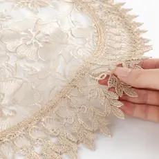 Centro de Mesa Redondo 60cm Renda Guipir Toalha Decorativa Bordada Tapete Bandeja Aparador Chá Luxo