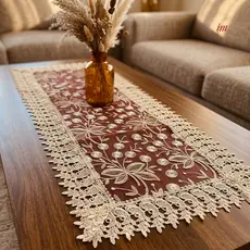 Centro de Mesa de Renda Retangular 40x85cm Toalha Centro Guipir Luxo Decoração Sala Aparador Buffet