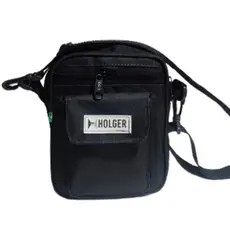 Shoulder Bag Bolsa de Ombro em Nylon Impermeável e Reforçado de Qualidade Holger Preta