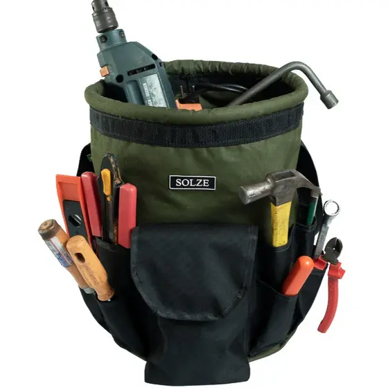 Bolsa Balde Grande em Lona Porta Ferramentas com Bolsos Externos, Telecom, Eletricista, G.