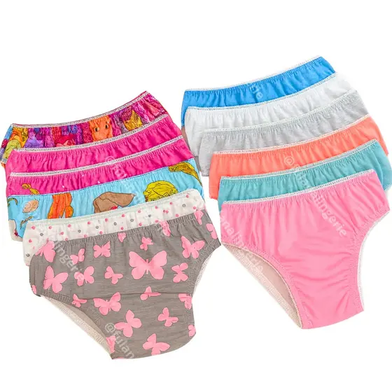 Kit Calcinhas Infantil Menina Feminina Cores e Estampas Lindas Muito Confortável - Valentina