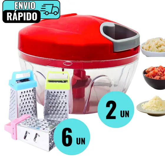 Kit 6 Mini Raladores E 2 Processadores De Alimentos Qualidade Premium Para Temperos Queijos Alhos