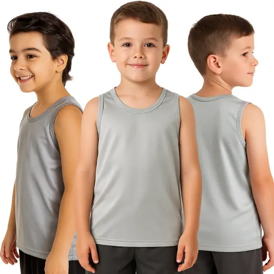 KIT 3 REGATAS INFANTIS SORTIDAS DRY FIT - MENINO VERÃO - PROTEÇÃO U.V