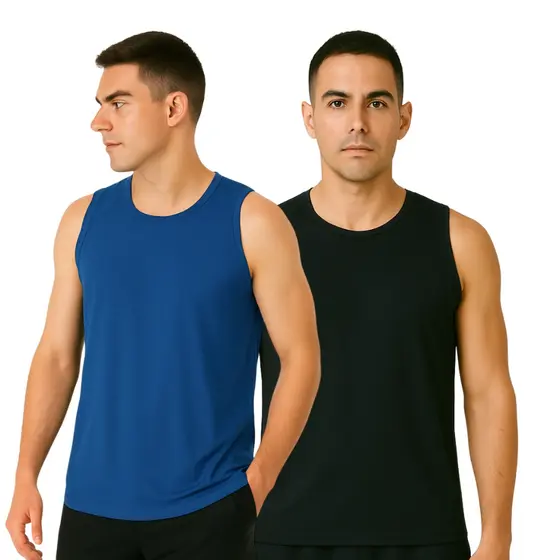KIT 2 REGATAS MASCULINAS SORTIDAS DRY FIT - LISA - DE ACADEMIA