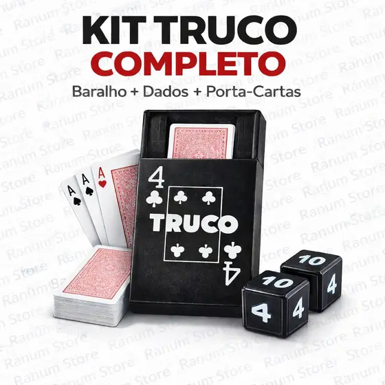 Kit Truco Completo com Baralho + Dados Marcadores + Porta-Cartas
