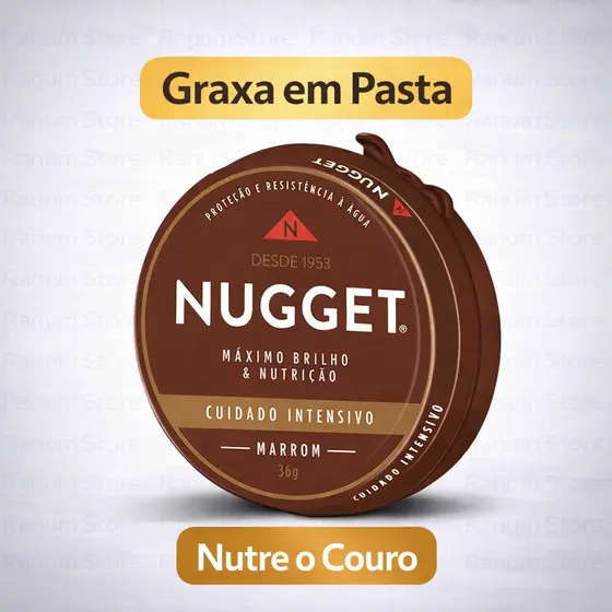 Graxa para Sapato em Pasta Marrom Nugget Lata 36G