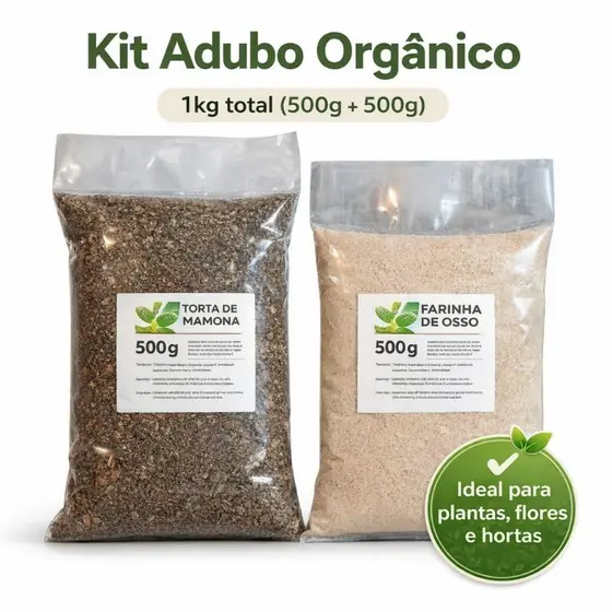 Torta de Mamona + Farinha de Osso 1kg | Adubo Orgânico para Plantas e Hortas