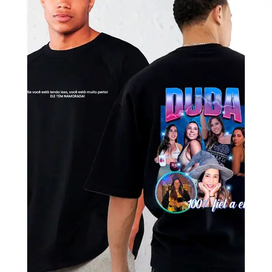 Camiseta Básica Personalizada | Aviso na Frente e Arte com Fotos nas Costas | Tamanhos P ao G3