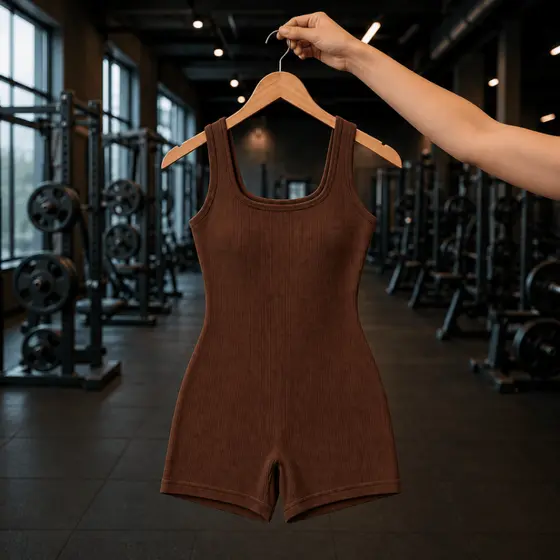 Macacão Curto Feminino Academia Anarruga Costas Abertas Modela Corpo Roupa Fitness Confortável Verão