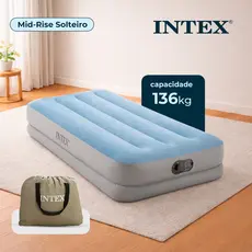 Colchão Inflável Solteiro C/ Bomba Embutida - Intex 64157 Cor Azul