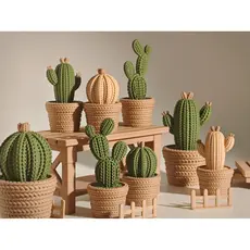 Cacto estilo tricot decoração mesa 3D