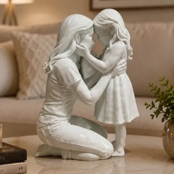 Escultura decorativa lembrança Mãe e menina