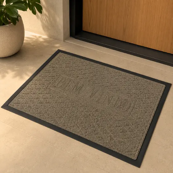 CAPACHO DE PORTA ANTIDERRAPANTE 40CM X 60CM TAPETE CORES DIVERSAS EMBORRACHADO MODERNO SAÍDA