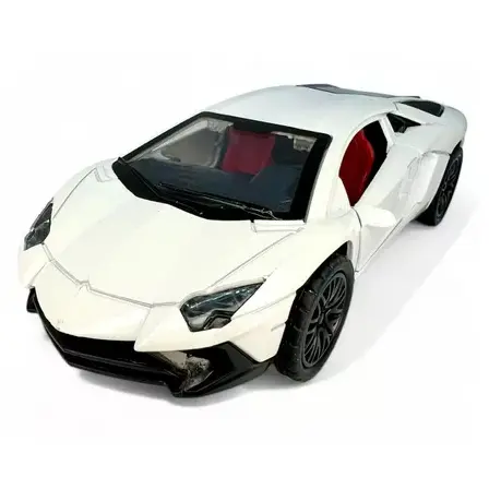Lamborghini Aventador Miniatura 1:32 – 12cm em Metal, Branco Pérola/Cinza