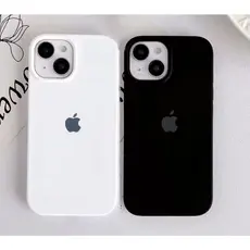 Capinha Silicone Aveludada iPhone Preto Branco 11 12 13 14 15 16 17Pro Max Capa iPhone