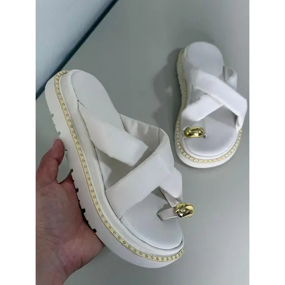 Papete Slim Feminina Plataforma Sandália Delicada Para Ocasiões Especiais Tendência Verão Oferta