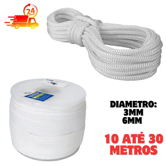 Corda Branca multiuso 3mm ou 6mm diâmetro PP Multifilamento